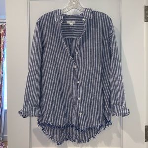 Beachlunchlounge Striped Linen Blouse | SZ M